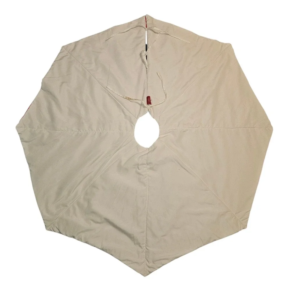 Winter Dreams Christmas Tree Skirt‎ Beige Red Cardinal Bird Embroidered Holiday